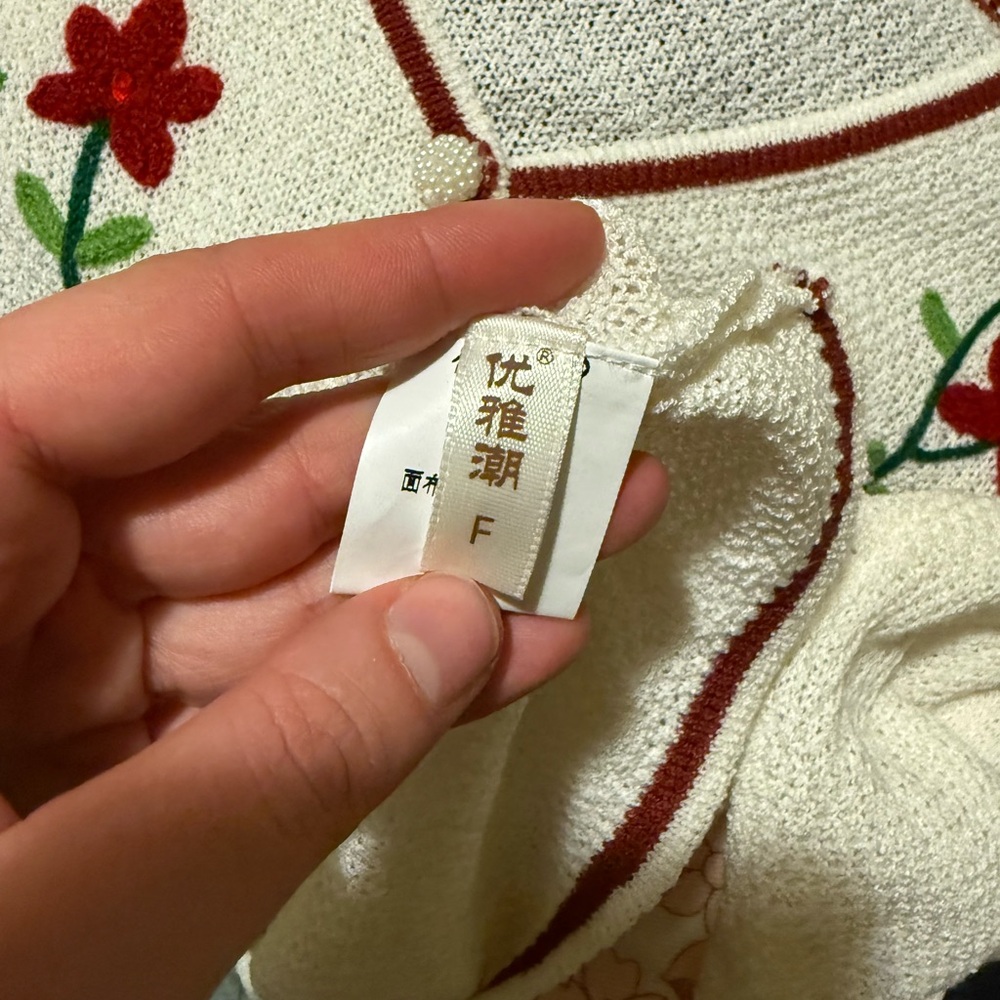 Floral Embroidered White Cardigan Sweater - Picture 3 of 3